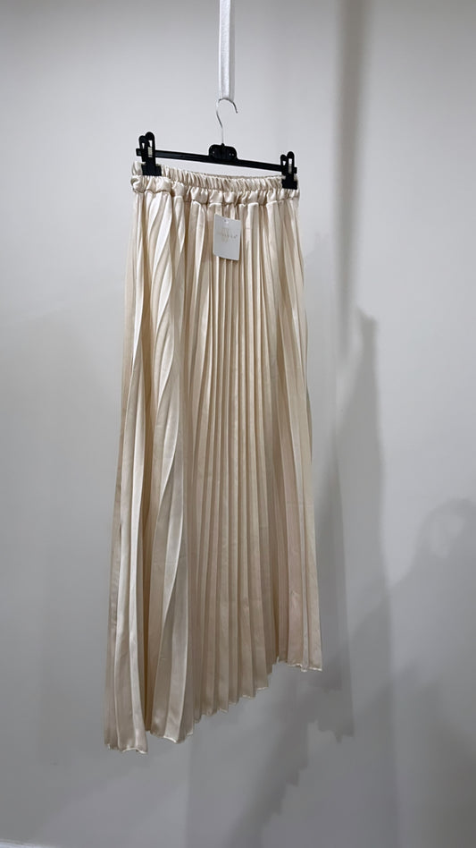 Pleated Satin Skirt - Off white Cream