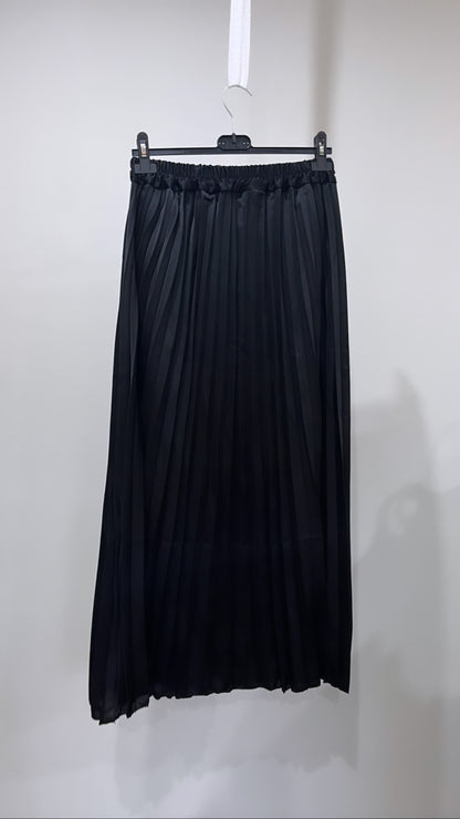 Pleated Satin Skirt - Black