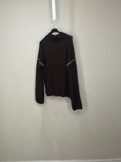 Detailed Knit Jumper - Brown