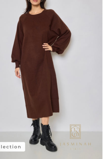 Soft Knit Jumper Dress - Chocolate