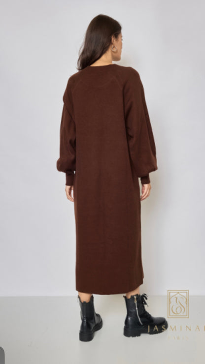 Soft Knit Jumper Dress - Chocolate