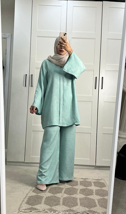 Amaya Linen Look Co-ord - Mint