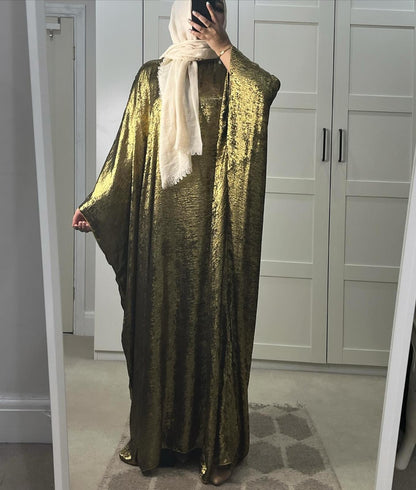 Rima Metallic Kaftan Dress - Gold